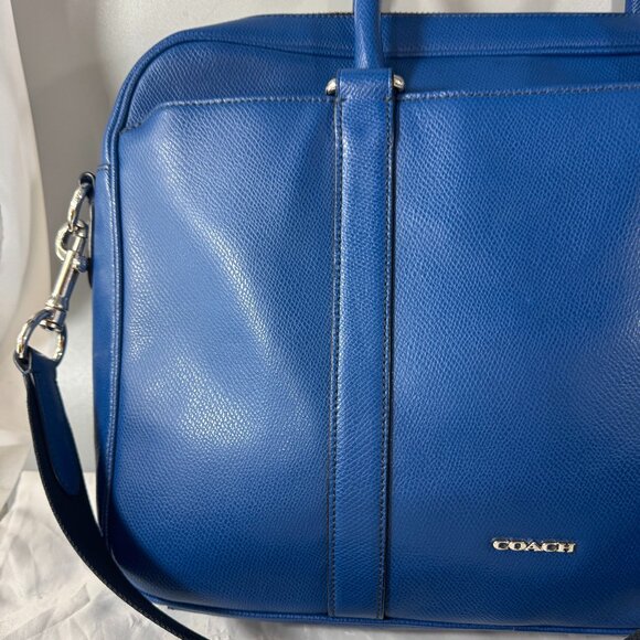 Coach F71681 Slim Cross Grain Men's Leather Briefcase/Handbag/Shoulder Bag, Blue - Picture 2 of 13